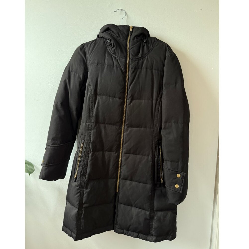 Fitted Calvin Klein Black Puffer Coat with Hood